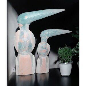 Lightweight Wood Handmade Tropical Bird Sculpture Figurine Signed Beach House